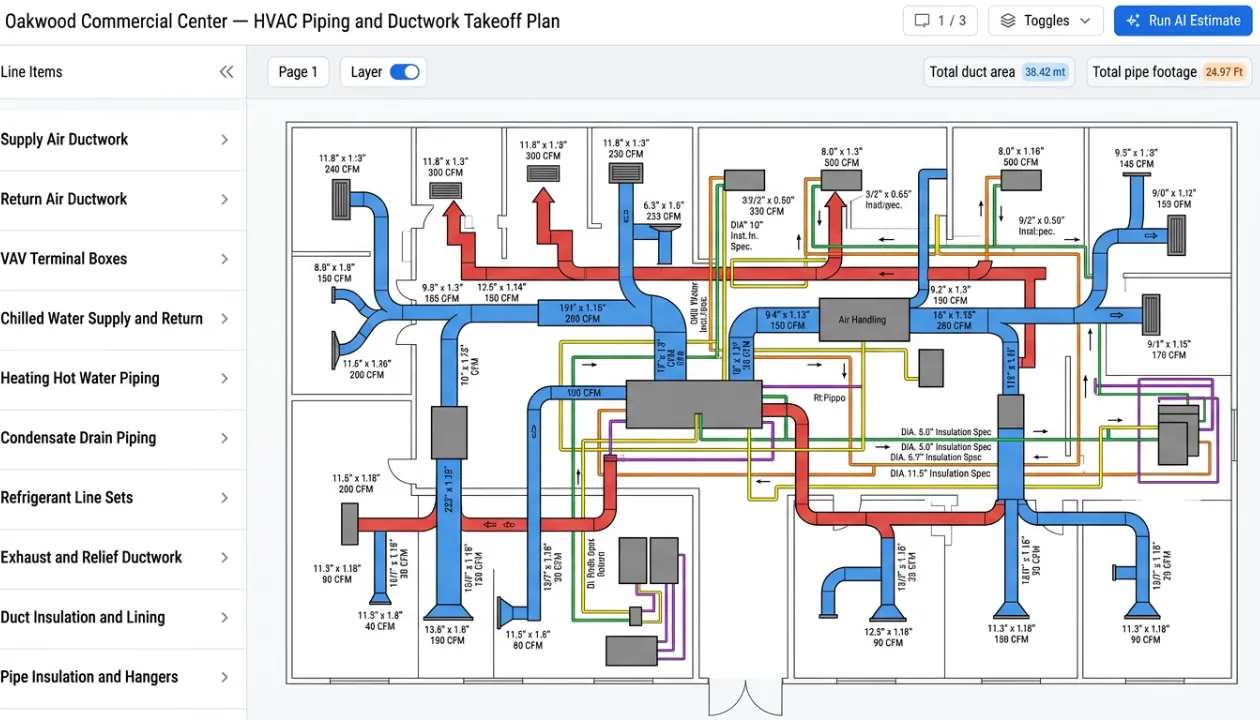 HVAC Piping & Ductwork Takeoffs