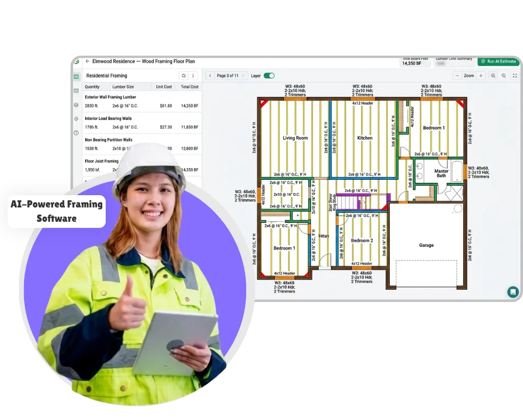 Next Gen AI Framing Takeoff Software